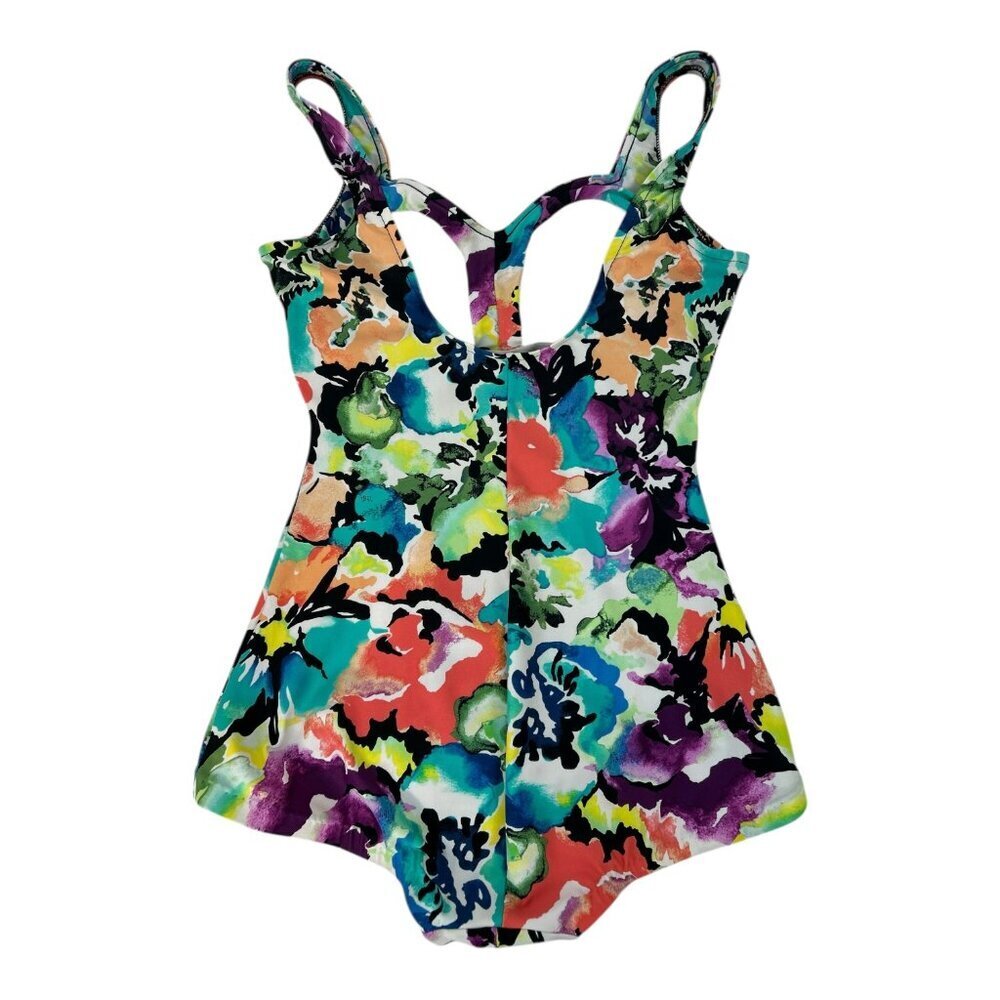 VTG Maxine of Hollywood Sz 14 Floral One Piece Swimsuit Beach Vacation Slimming - Picture 5 of 12